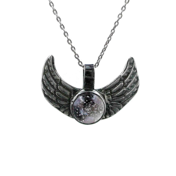 silver angel wings memorial keepsake neckace