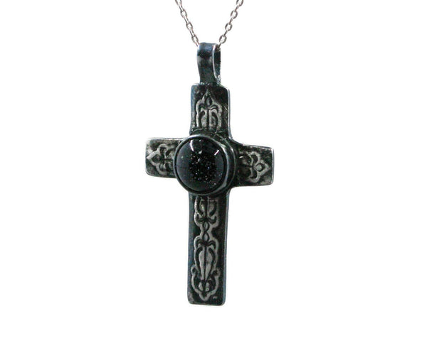 Silver Cross - Custom Handmade Pendant with Optional Memorial Ashes in Fused Art Glass - Cleopatra Glass Designs