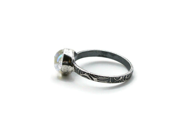 Dainty Sterling Silver Stackable Ring with optional Memorial Ashes in Glass - Cleopatra Glass Designs