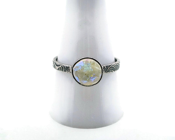 Dainty Sterling Silver Stackable Ring with optional Memorial Ashes in Glass - Cleopatra Glass Designs