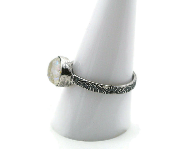 Dainty Sterling Silver Stackable Ring with optional Memorial Ashes in Glass - Cleopatra Glass Designs