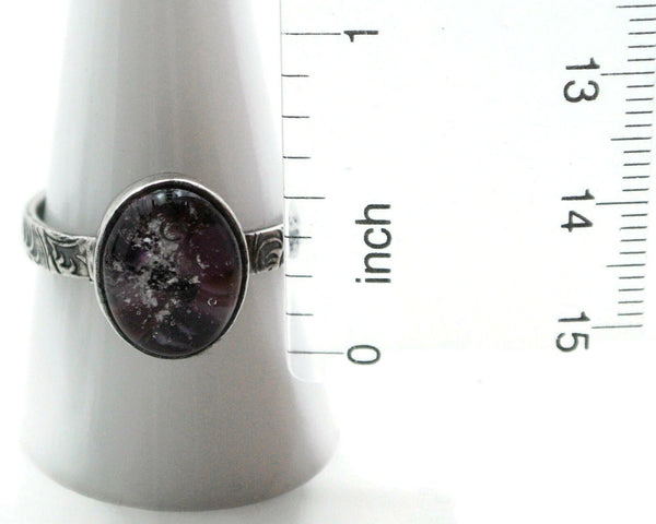 Dainty Oval Sterling Silver Stackable Ring with optional Memorial Ashes in Glass - Cleopatra Glass Designs