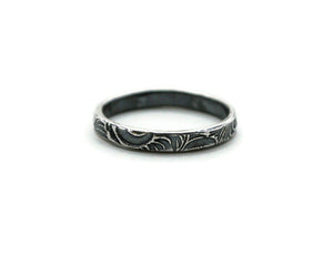 Simple sterling silver stacking band with patina