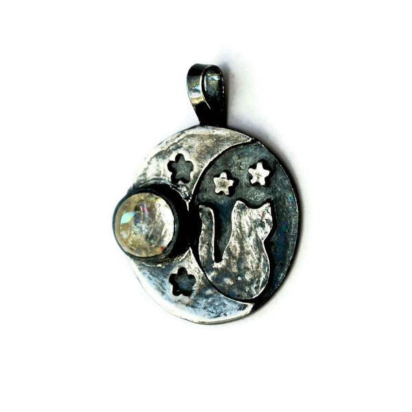 cat moon cremation jewelry side view