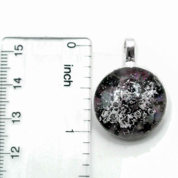 large purple cremation ash pendant ruler size comparison