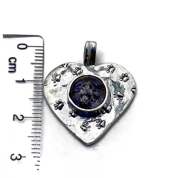 pawprint heart pet cremation glass necklace sizer